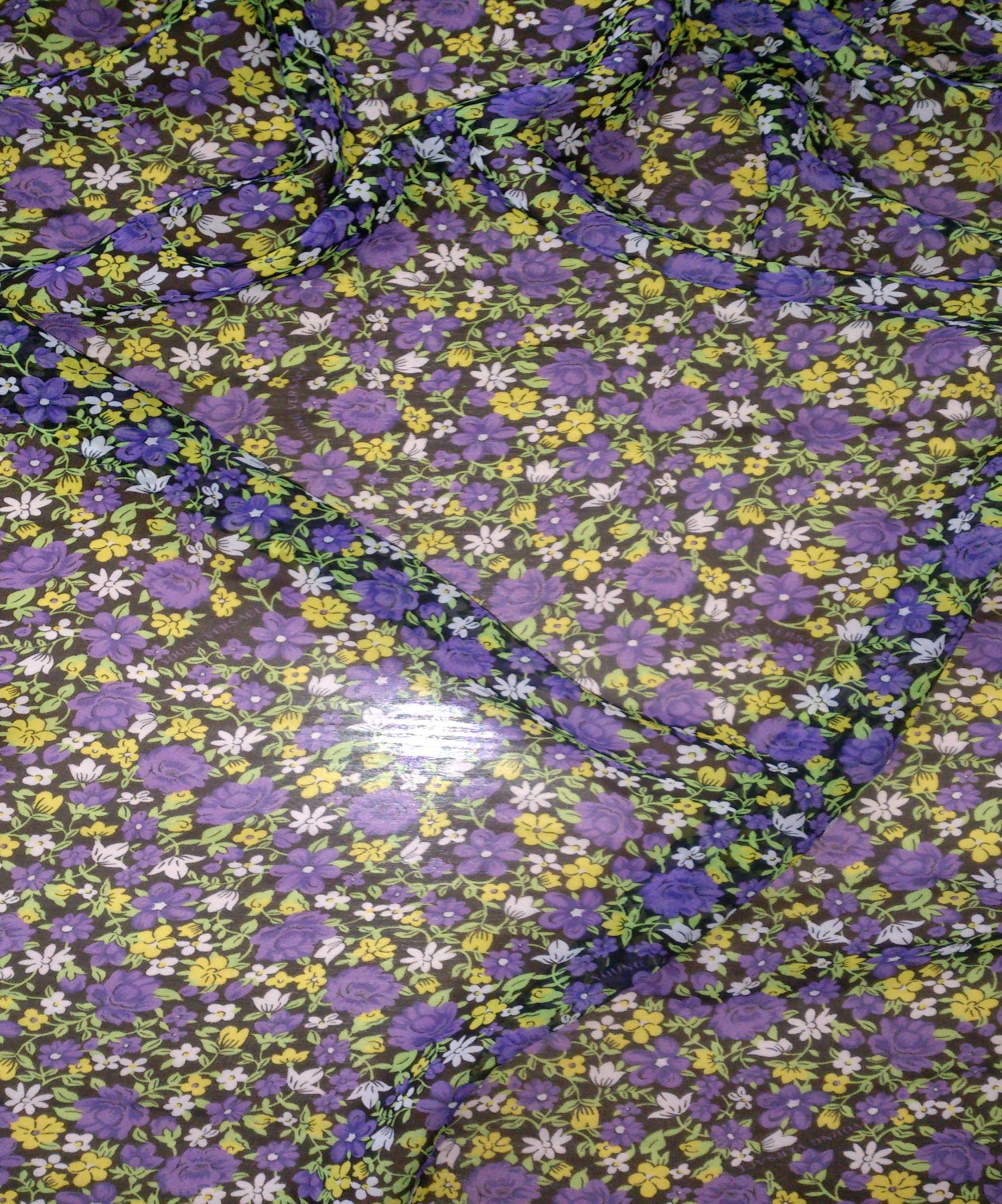 шифон желто-фиолетовые цветочки Versace шёлк